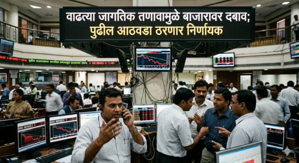  वाढत्या जागतिक तणावामुळे बाजारावर दबाव; पुढील आठवडा ठरणार निर्णायक