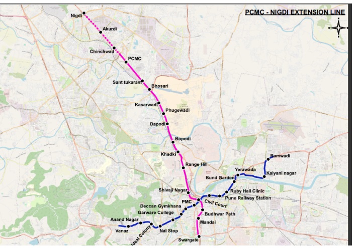  पिंपरी चिंचवड ते निगडी या मेट्रो विस्तारित मार्गाला मान्यता