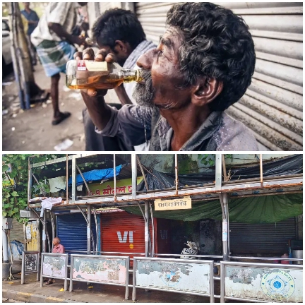  काळाचौकी येथील श्रावण यशवंते चौक येथील बस स्टॉप झाला दारूचा अड्डा