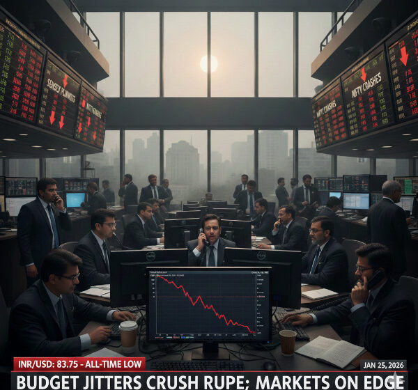  अर्थसंकल्पापूर्वी शेअर बाजारात तणाव; रुपयाचा नीचांक