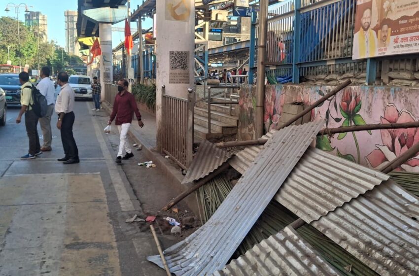  चर्नी रोड स्थानकाबाहेरील सामानामुळे पादचारी हैराण